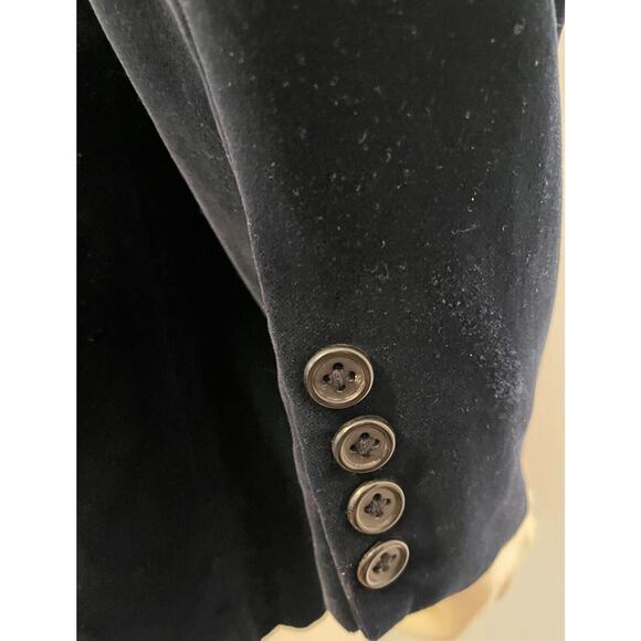 Ralph Lauren Navy Blue Velvet Fox Crest Blazer Jacket Womens 10 Embroidered Horn - Picture 6 of 10
